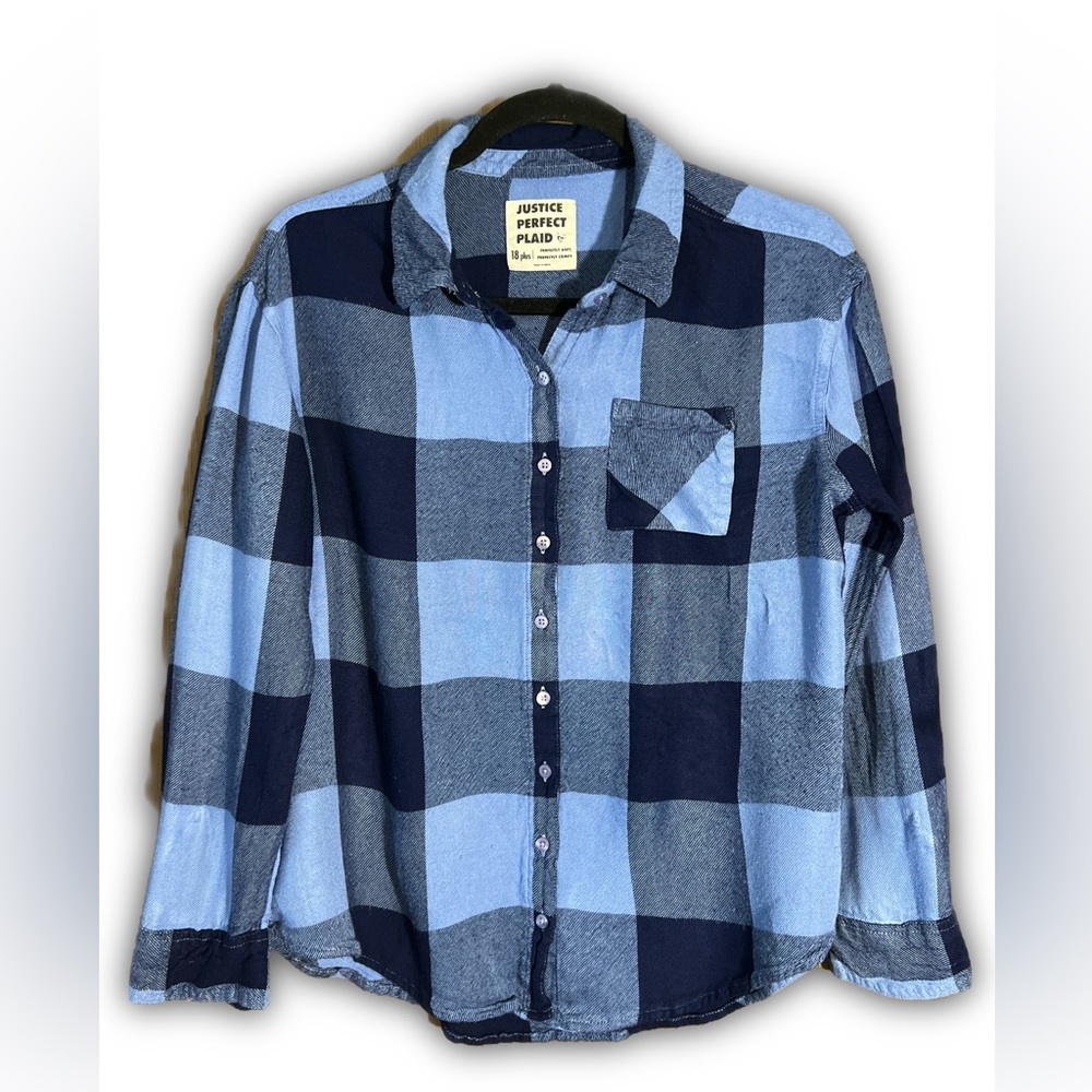 Justice 18+, super soft, blue flannel